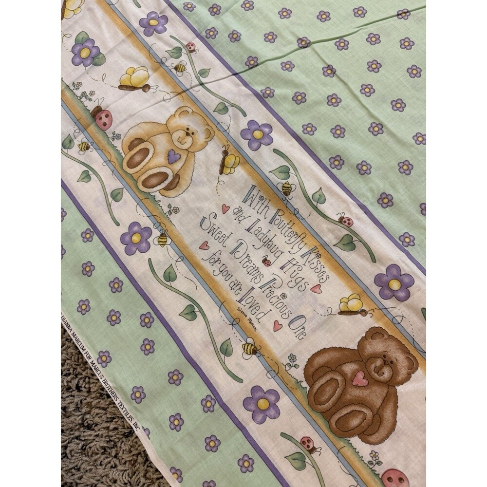 Marcus Brothers Teddy Bear Floral Cotton Fabric 220x44.5 Nursery Quilt